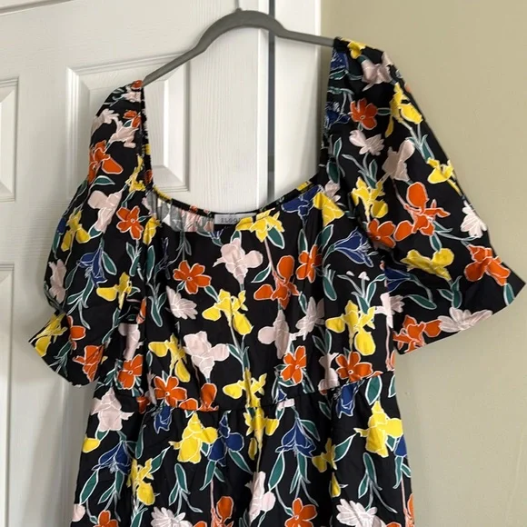 ELOQUII ELEMENTS Floral Print Fit & Flare Dress with Puff Sleeves Size 20 - Picture 3 of 5